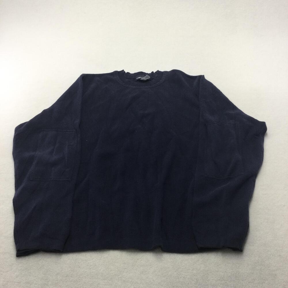 Cherokee Sweater Mens L Blue Crew Neck Cotton Knit Long Sleeve Pockets Casual